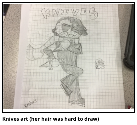 Knives art (her hair was hard to draw)