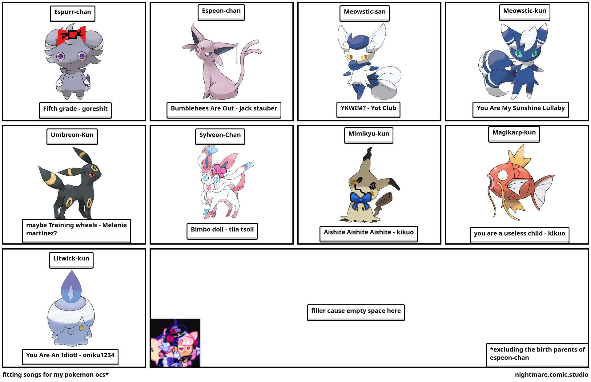 fitting songs for my pokemon ocs*