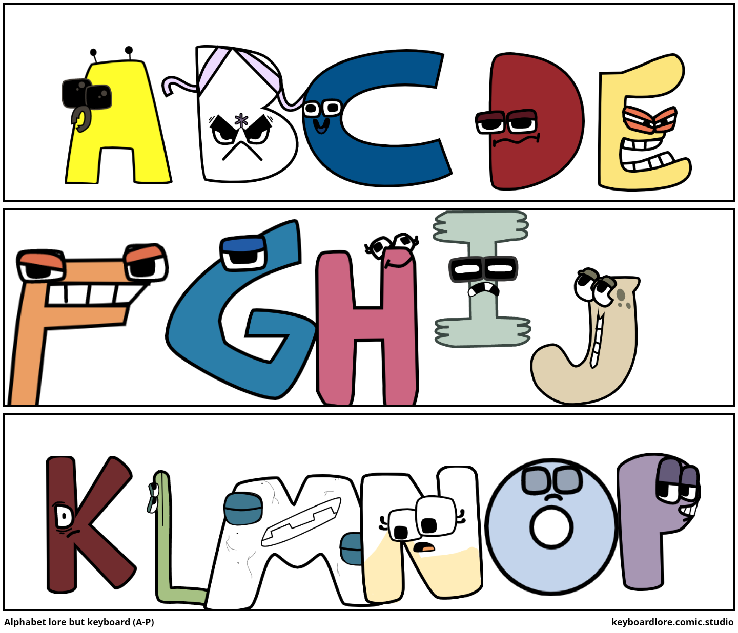 Alphabet lore but keyboard (A-P) - Comic Studio