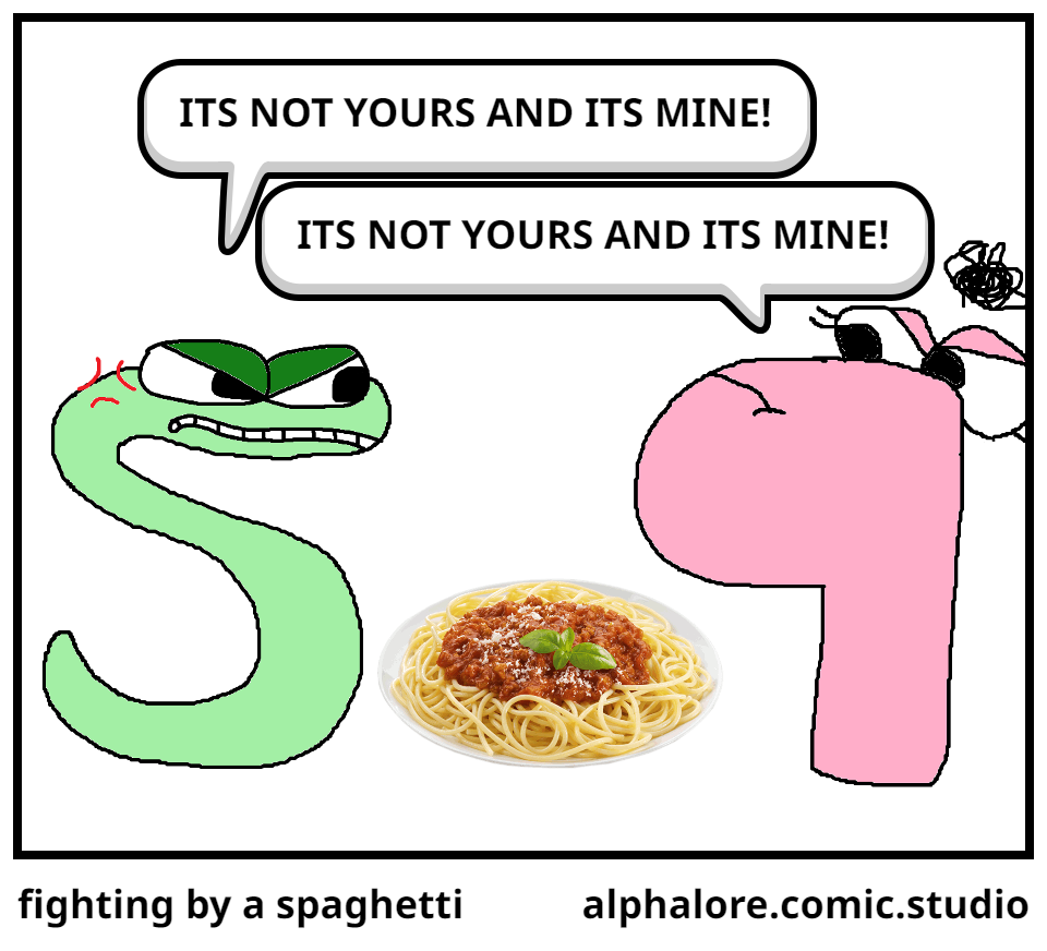 fighting by a spaghetti