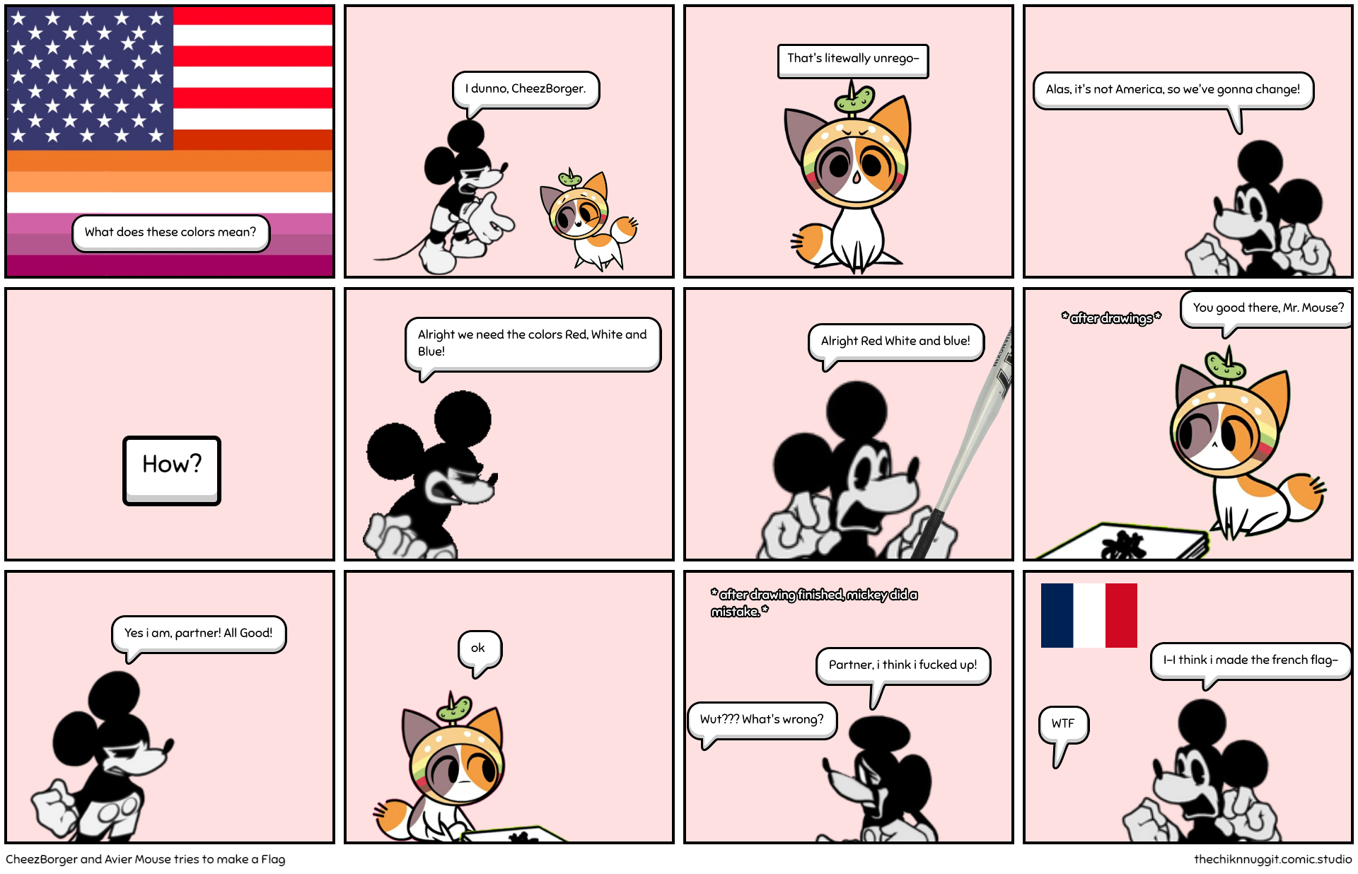 CheezBorger and Avier Mouse tries to make a Flag