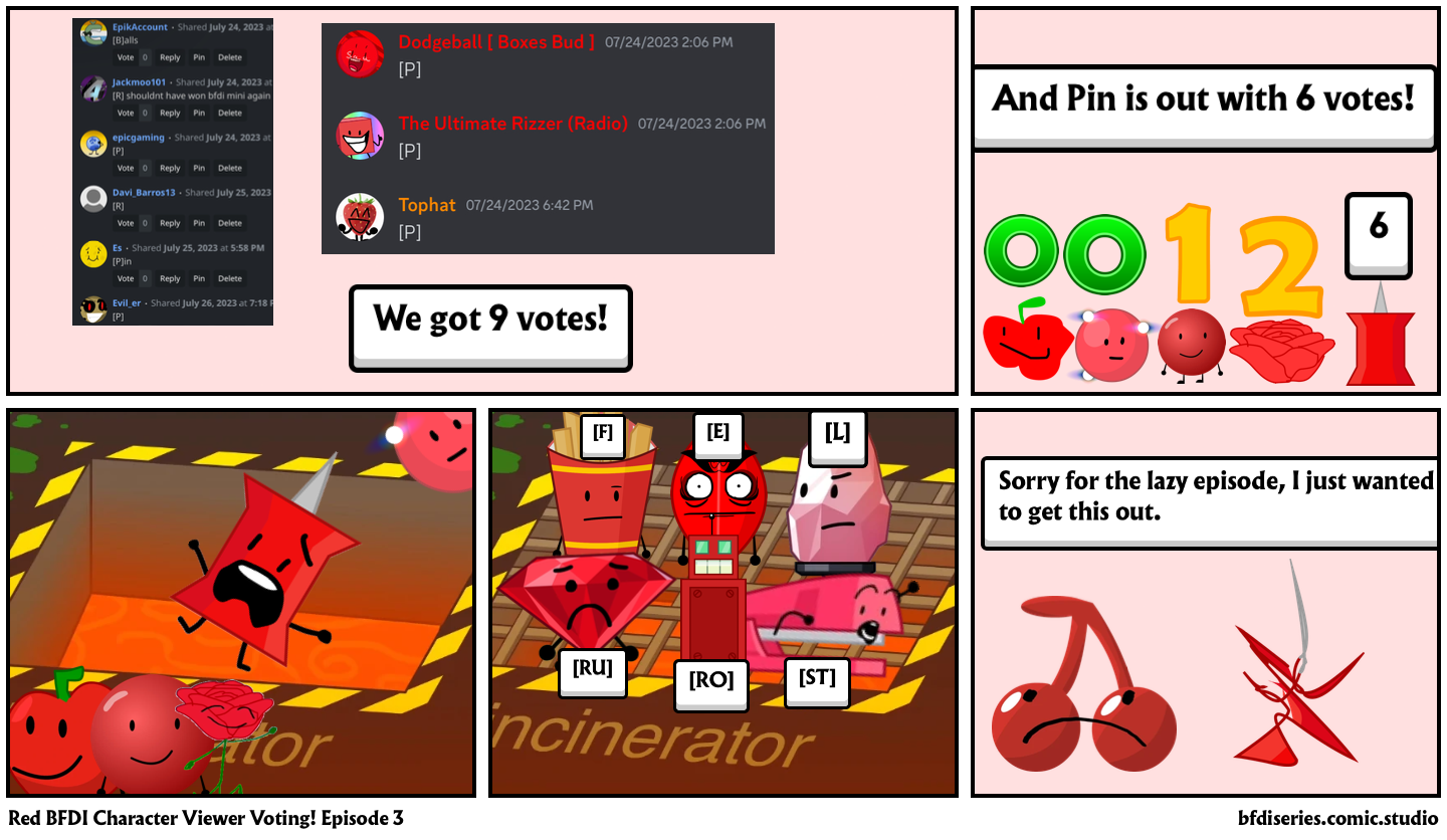 Red BFDI Character Viewer Voting! Episode 3