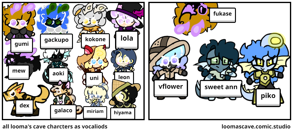 all looma's cave charcters as vocaliods