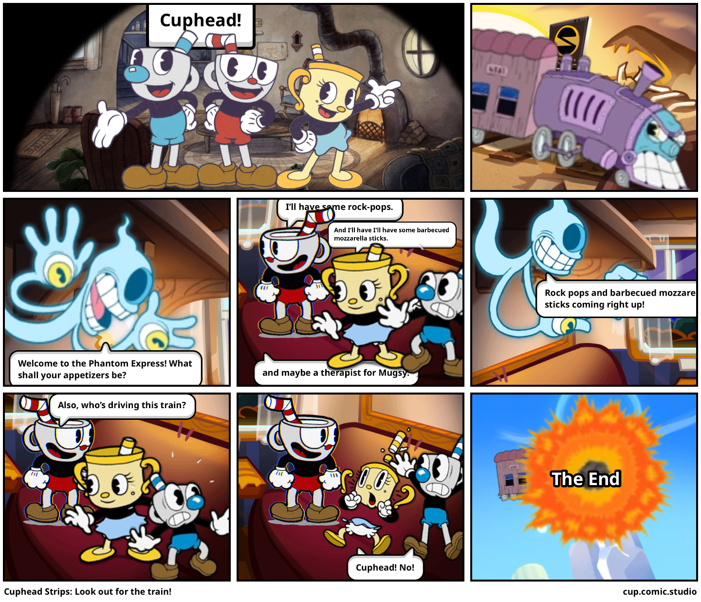 Cuphead Strips: Look out for the train!