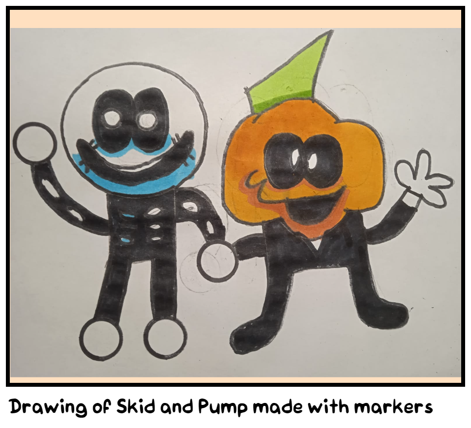 Drawing of Skid and Pump made with markers