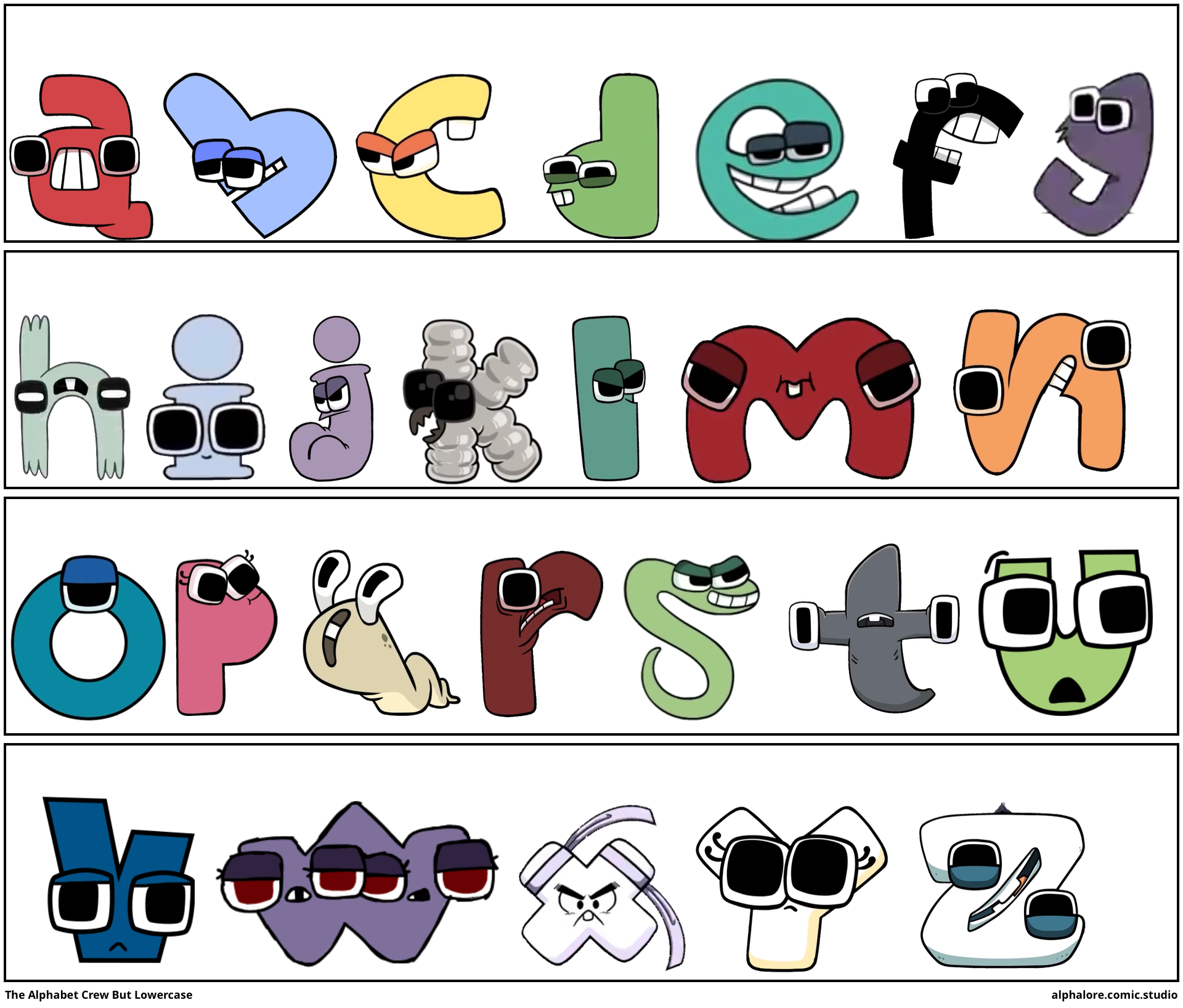 The Alphabet Crew But Lowercase - Comic Studio