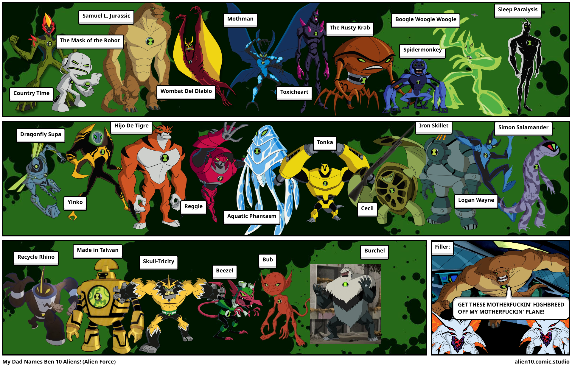 ben 10 all aliens names and pictures