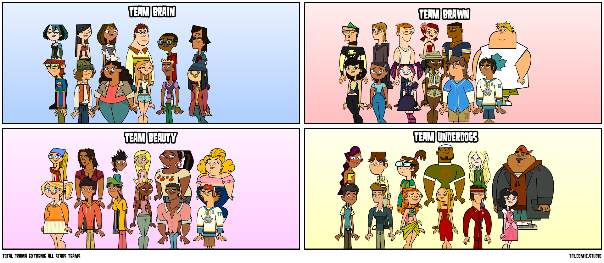 total drama extreme all stars teams
