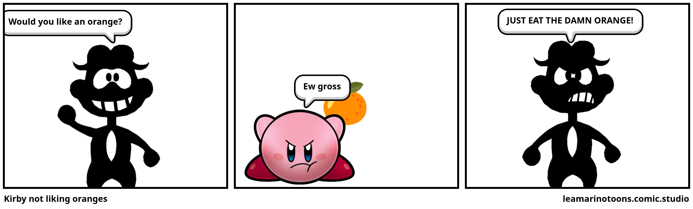 Kirby not liking oranges