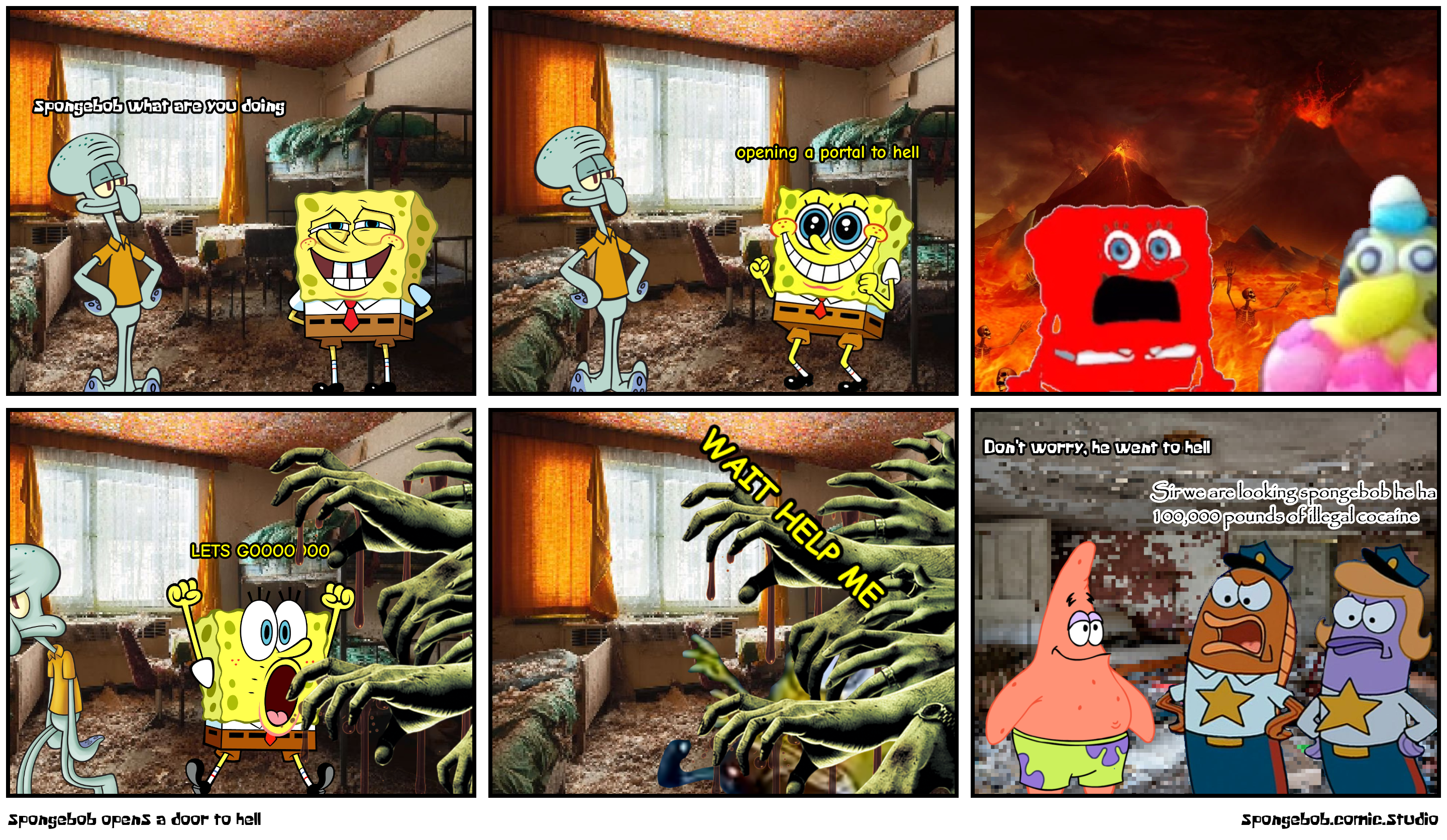 spongebob opens a door to hell