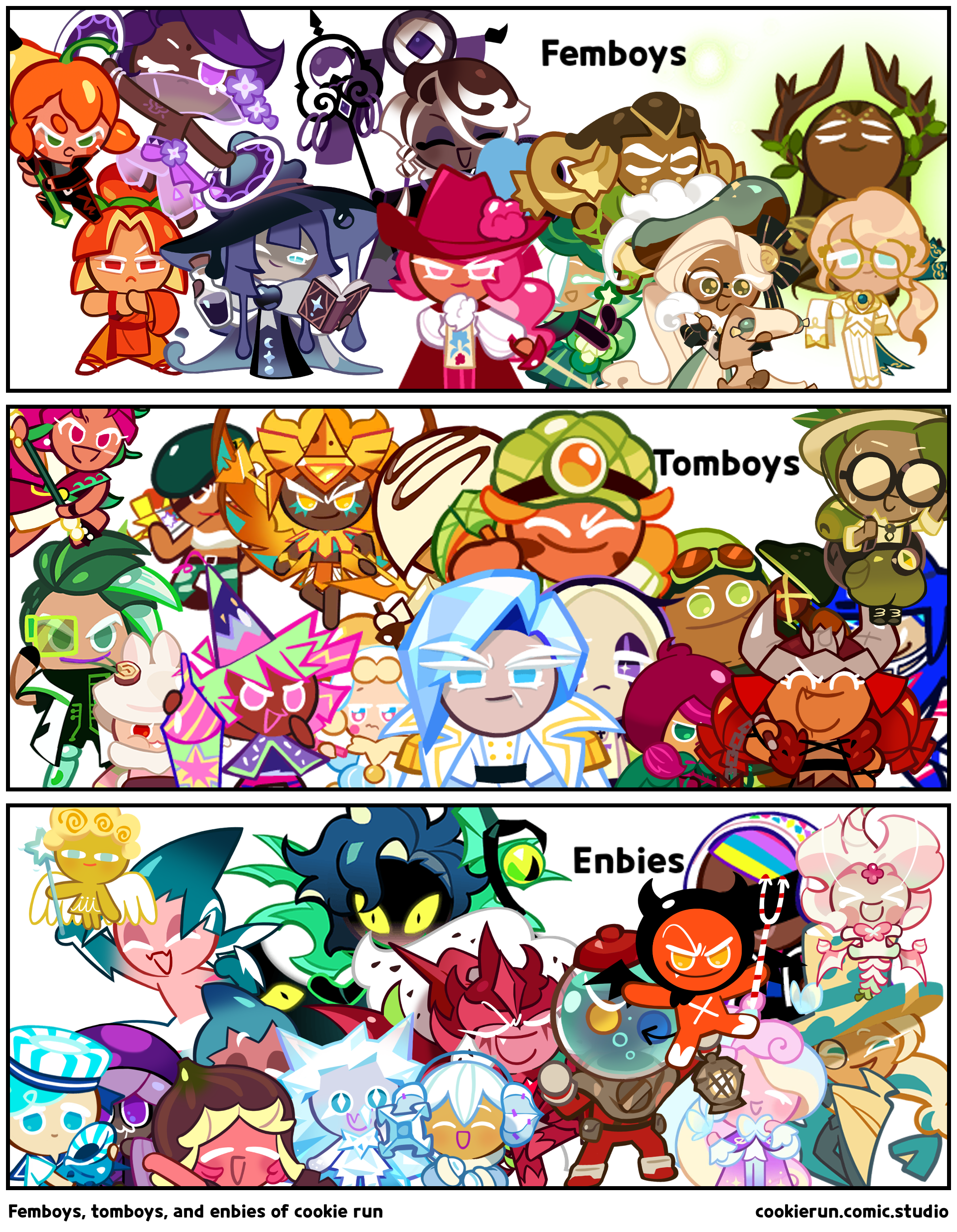 Femboys, tomboys, and enbies of cookie run 