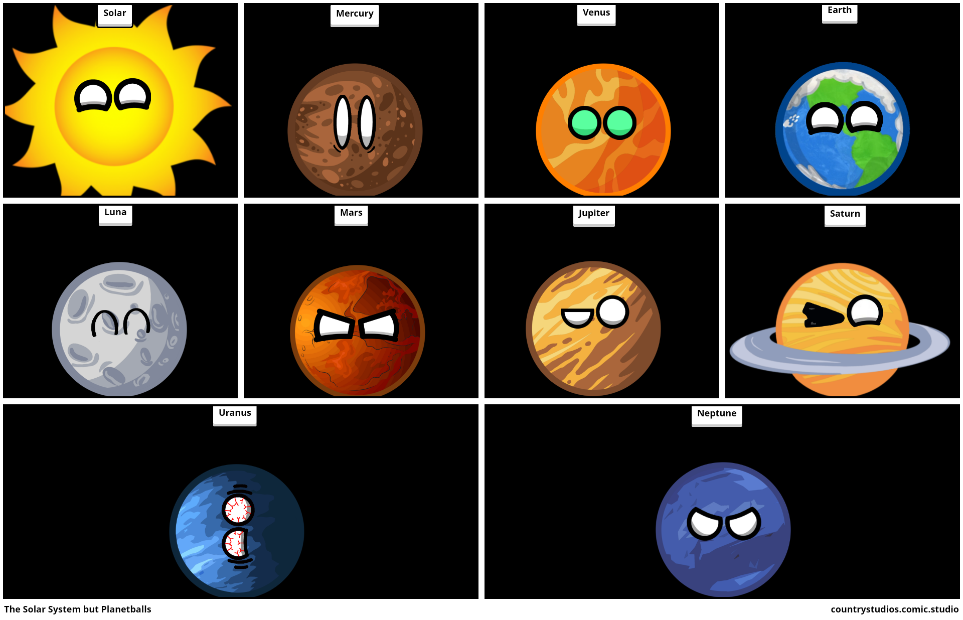 The Solar System but Planetballs