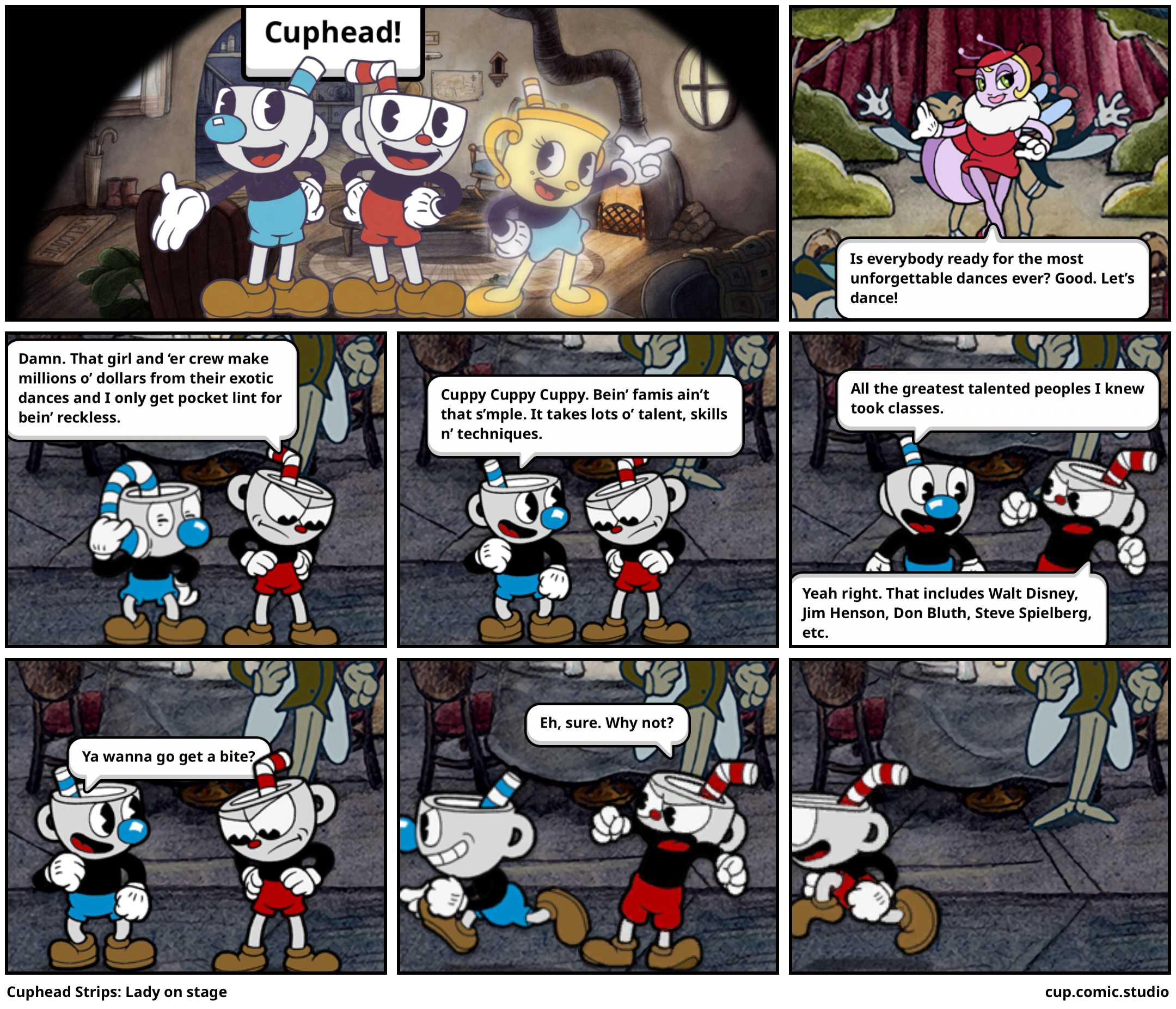 Cuphead Strips: Lady on stage