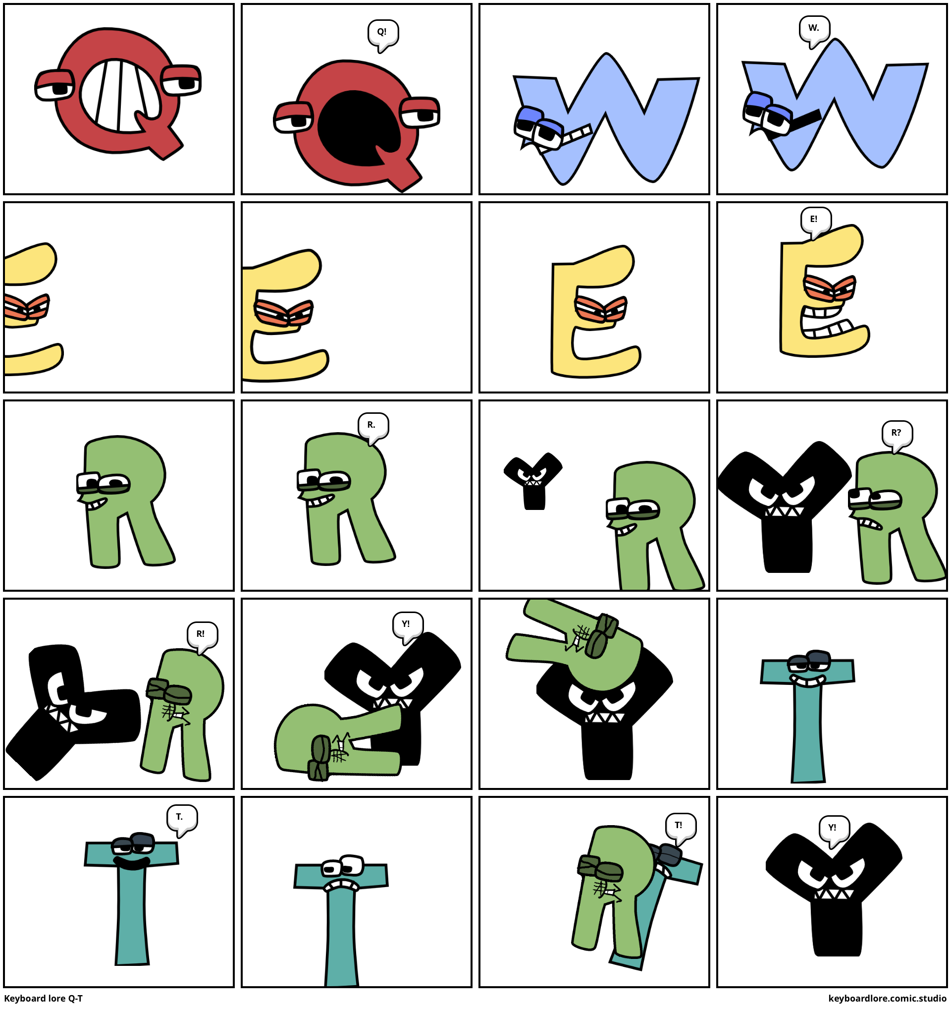 Alphabet lore but keyboard (Q-Z) - Comic Studio