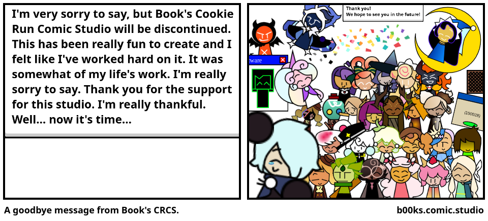A goodbye message from Book's CRCS.