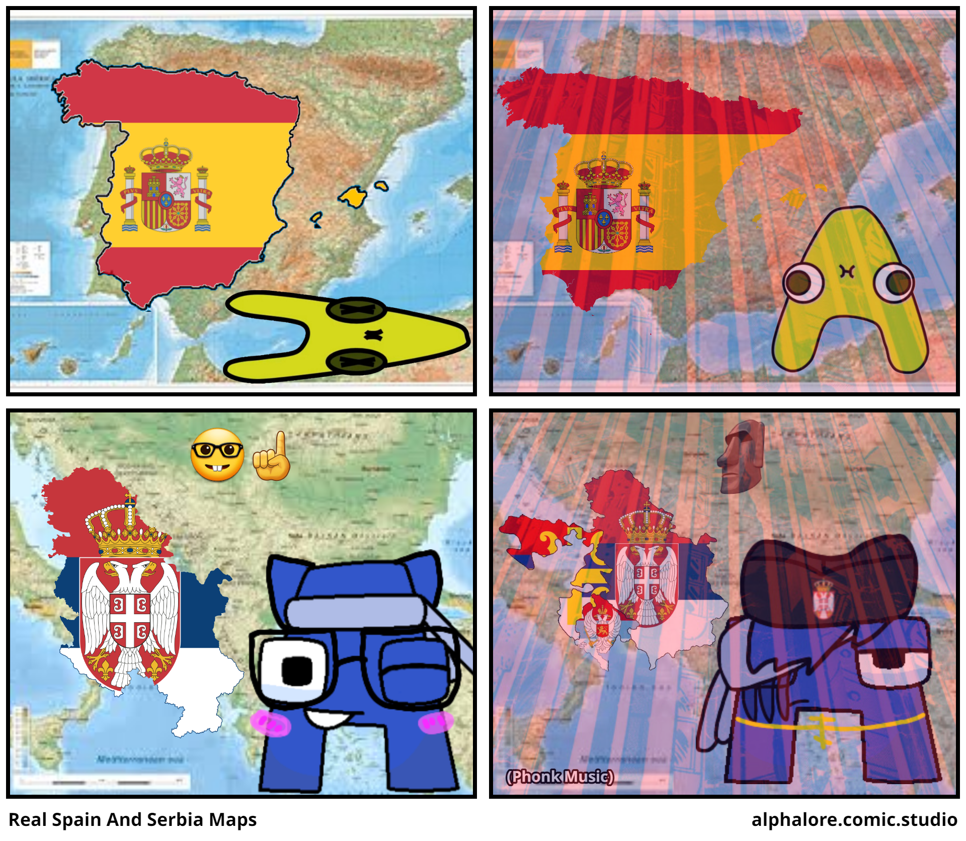 Real Spain And Serbia Maps