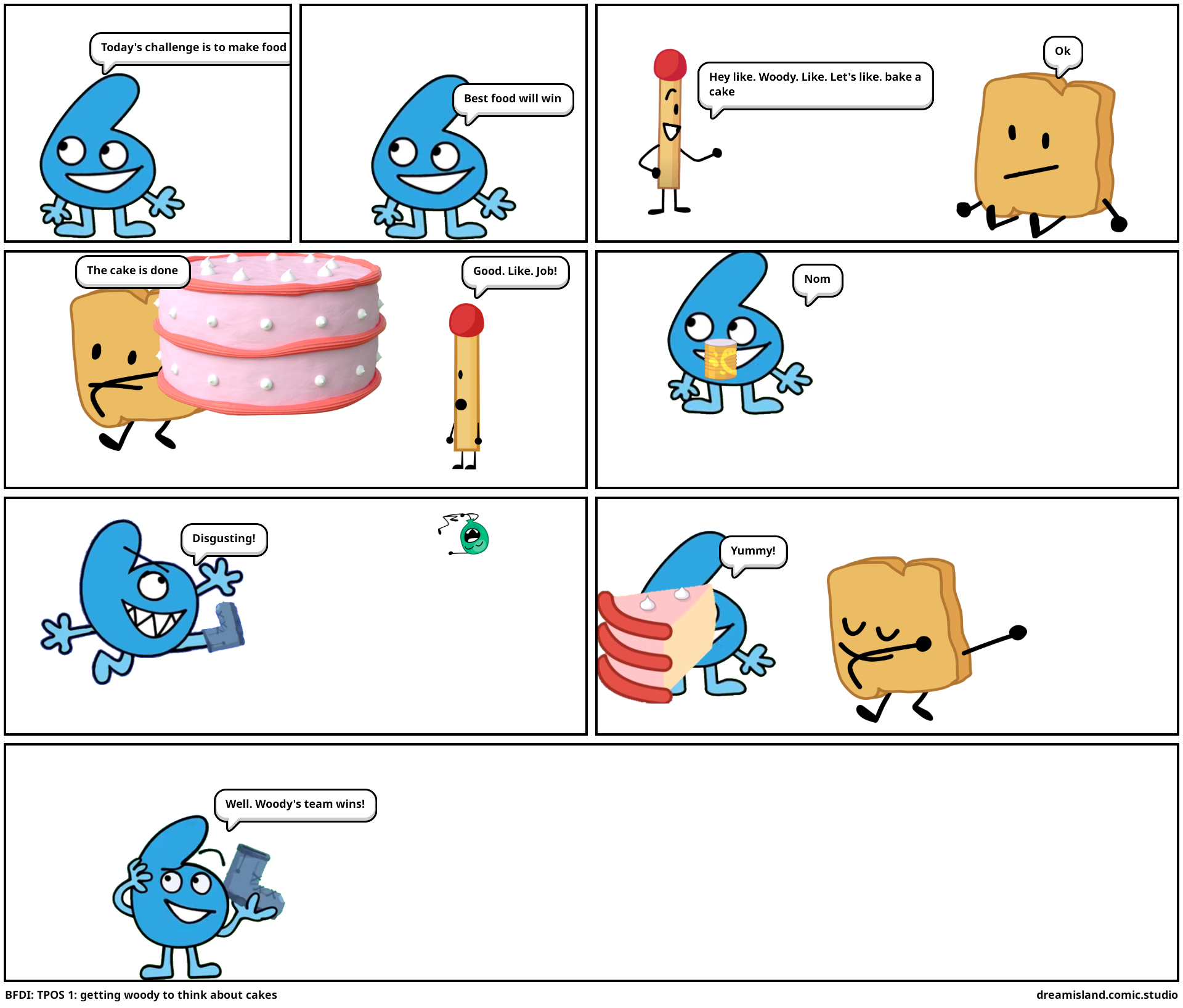 BFDI: TPOS 1: getting woody to think about cakes - Comic Studio