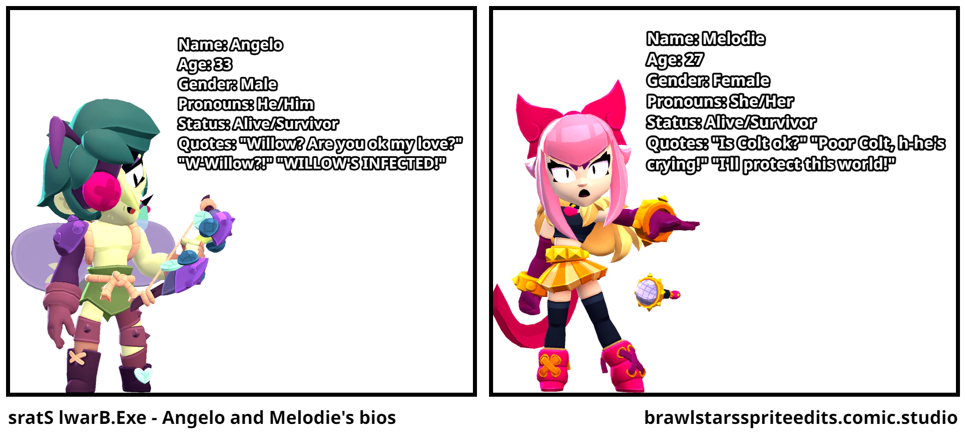 sratS lwarB.Exe - Angelo and Melodie's bios