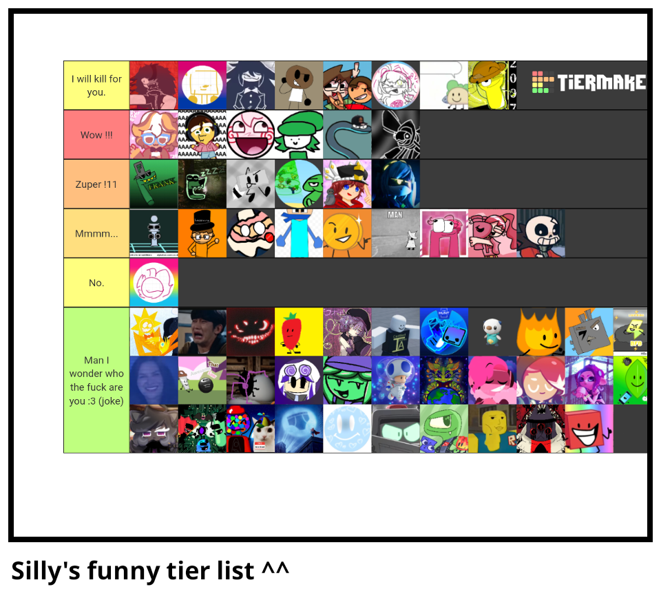 Silly's funny tier list ^^ 
