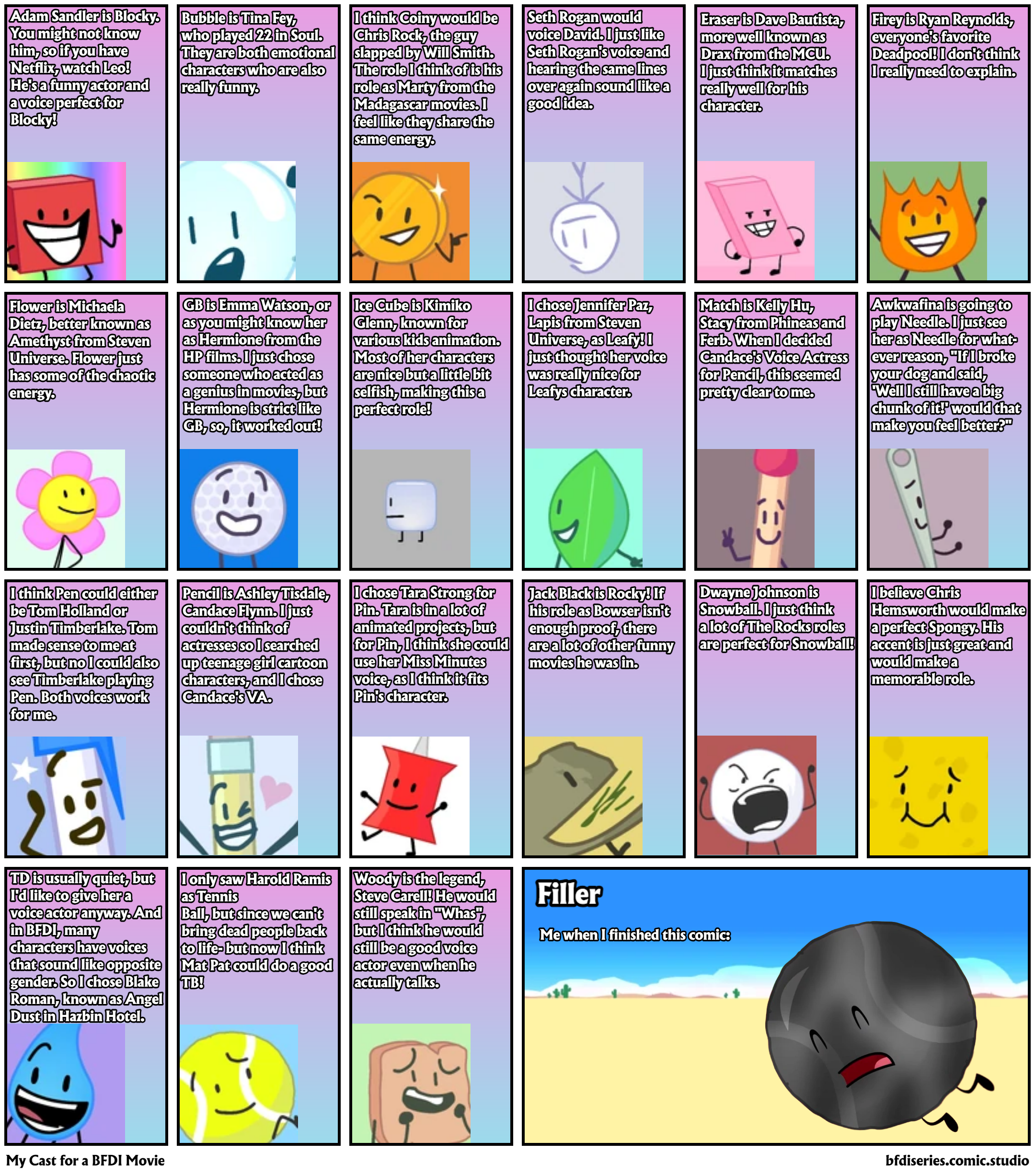My Cast for a BFDI Movie