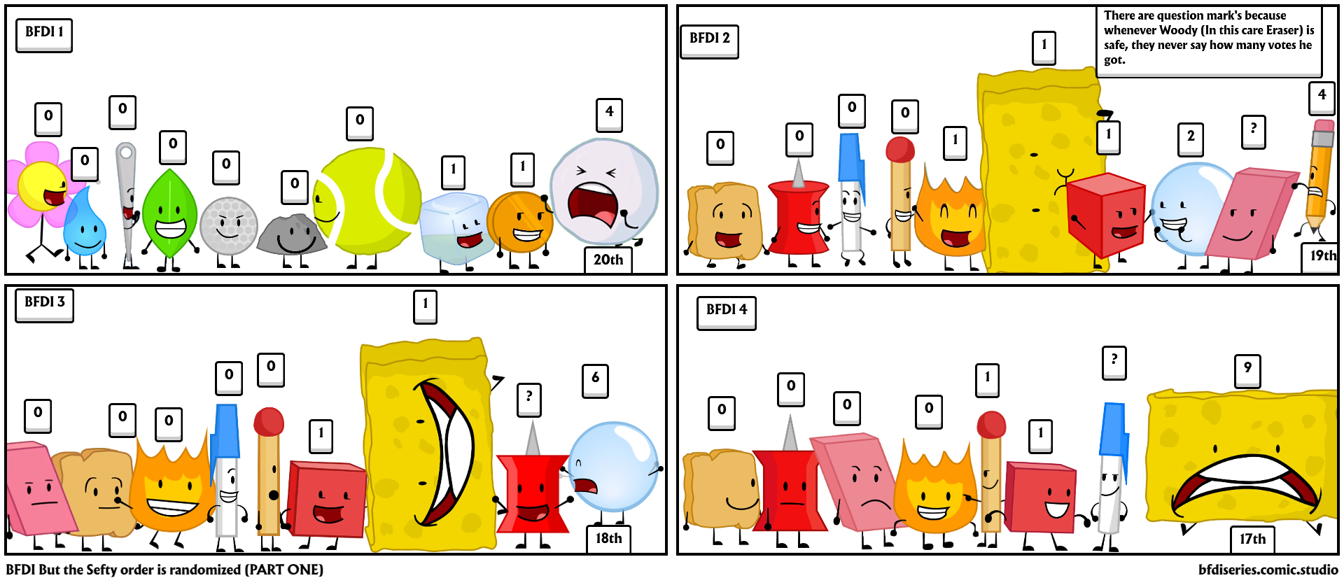 BFDI But the Sefty order is randomized (PART ONE)