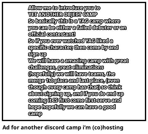 Ad for another discord camp i’m (co)hosting