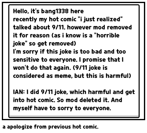 a apologize from previous hot comic.              
