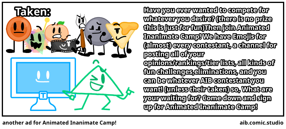 another ad for Animated Inanimate Camp!