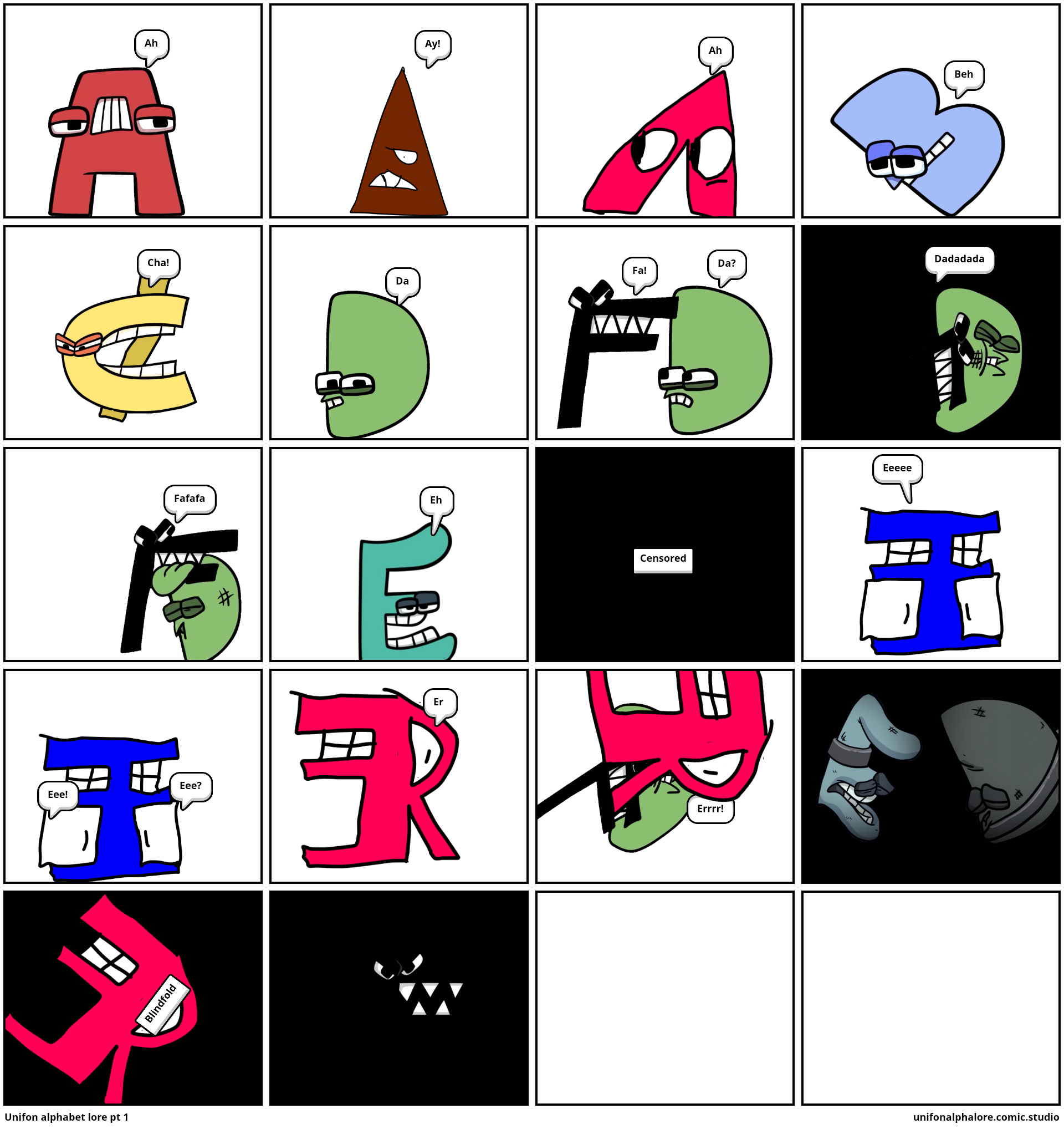 Unifon alphabet lore A-3E - Comic Studio