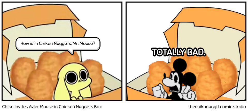 Chikn invites Avier Mouse in Chicken Nuggets Box
