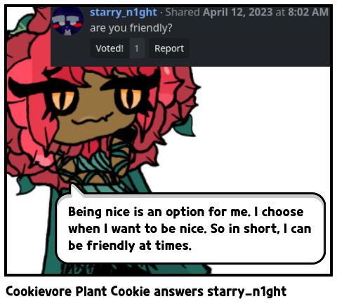 Cookievore Plant Cookie answers starry_n1ght