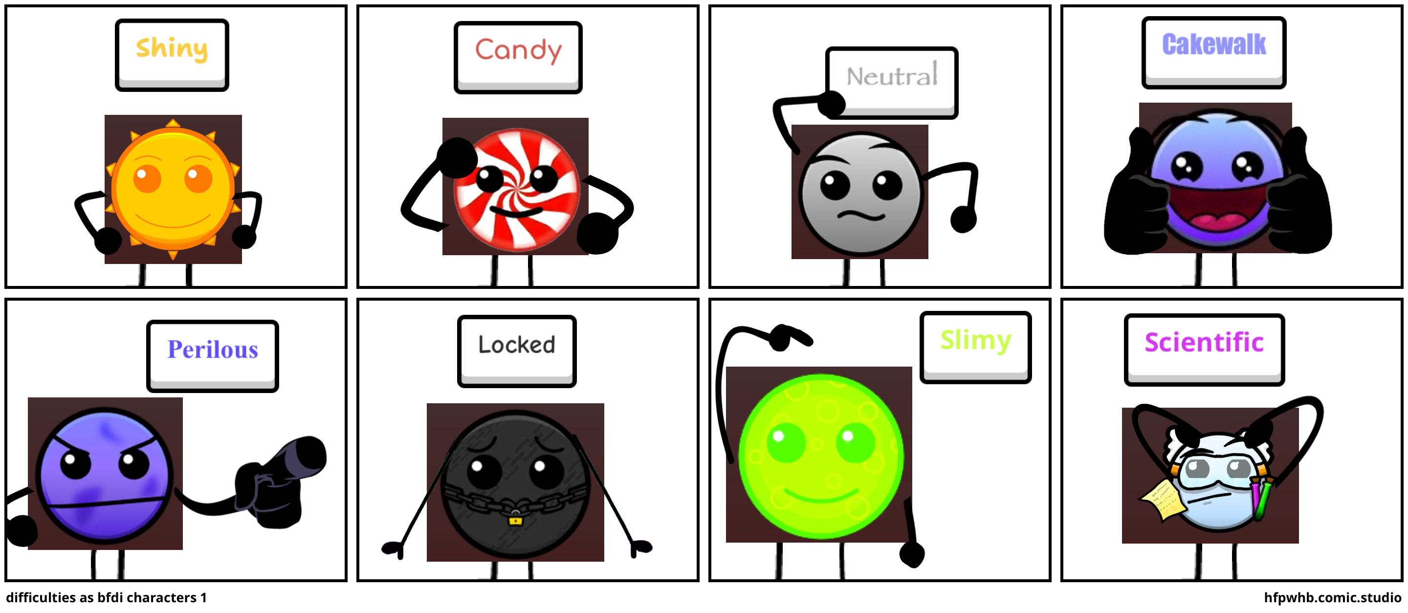 difficulties as bfdi characters 1