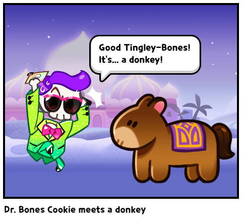 Dr. Bones Cookie meets a donkey