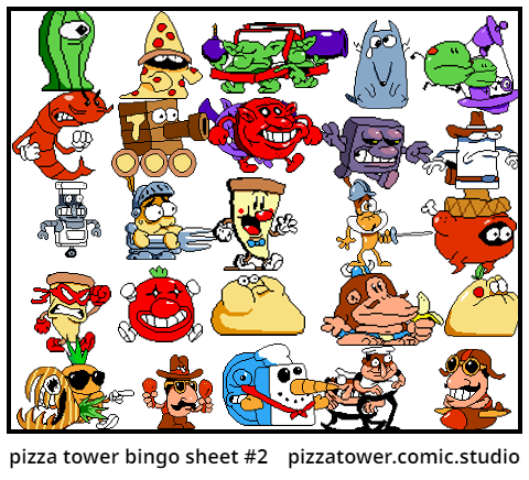 pizza tower bingo sheet #2