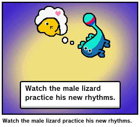 Watch the male lizard practice his new rhythms.