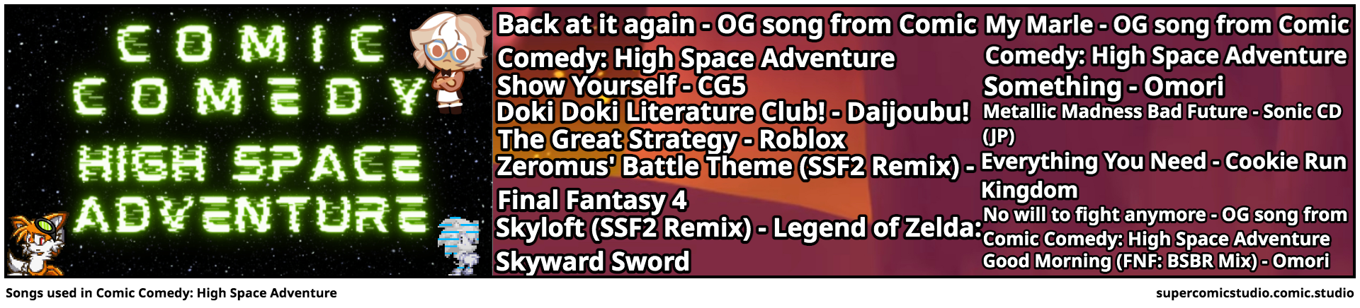 Songs used in Comic Comedy: High Space Adventure