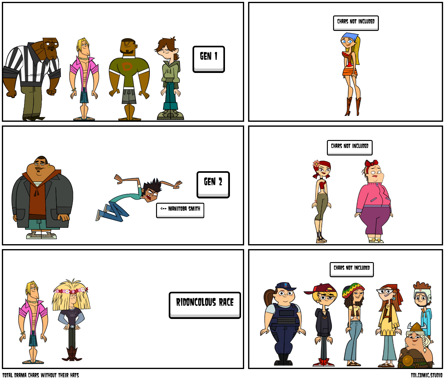 total drama chars without their hats