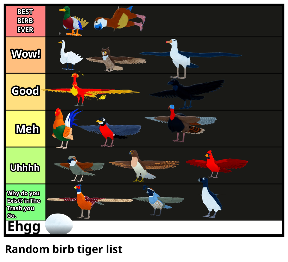 Random birb tiger list