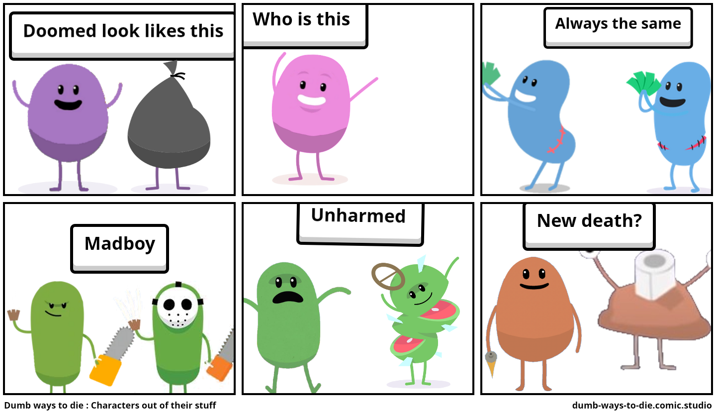 Dumb ways to die : Characters out of their stuff