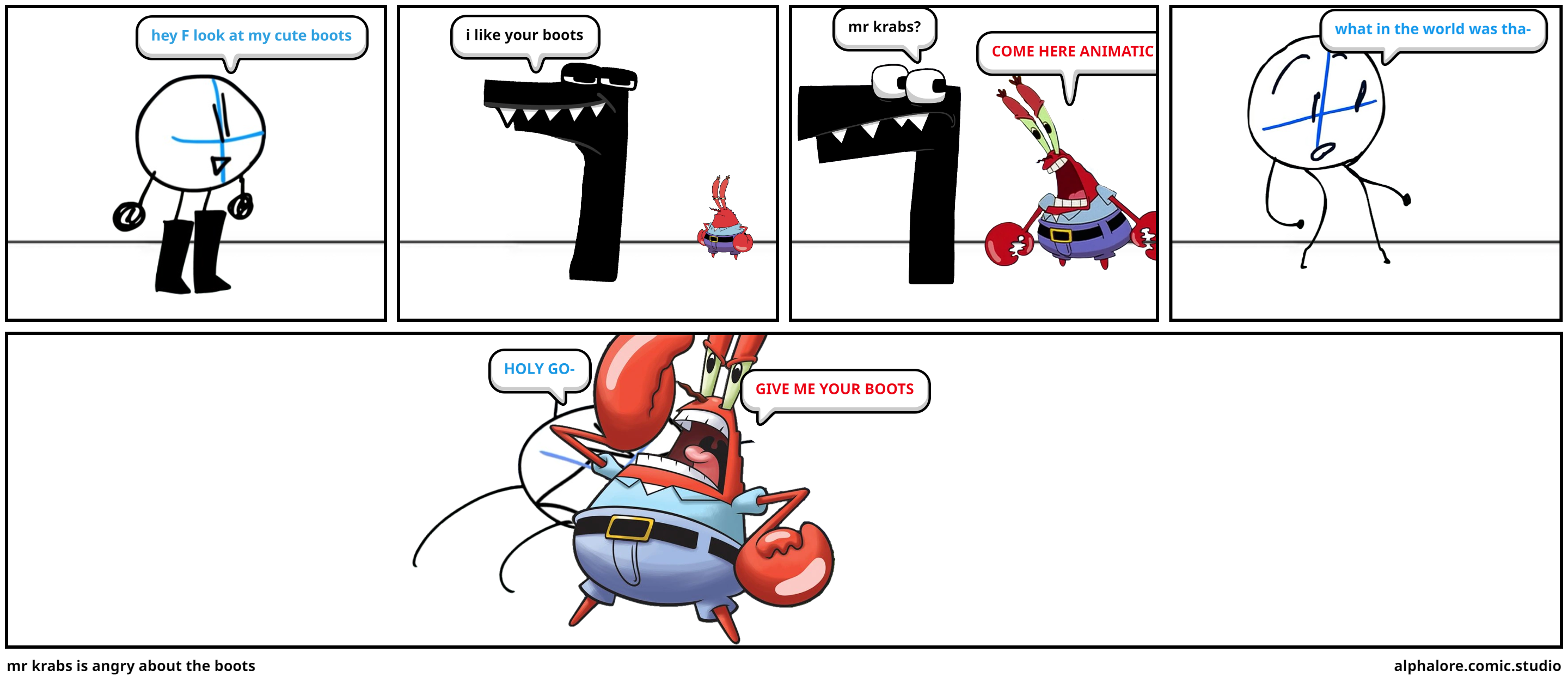 mr krabs is angry about the boots