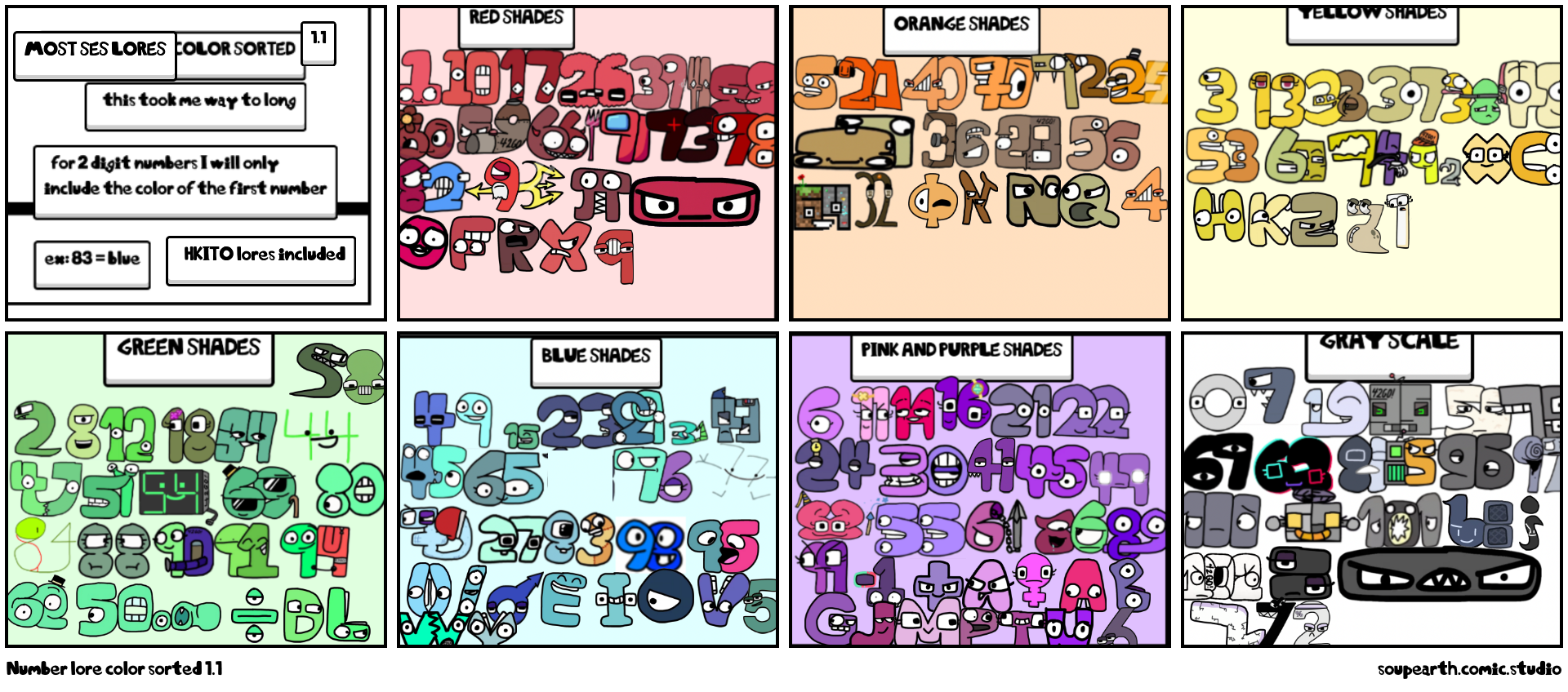Number Lore Character Color (1~5) Color Palette