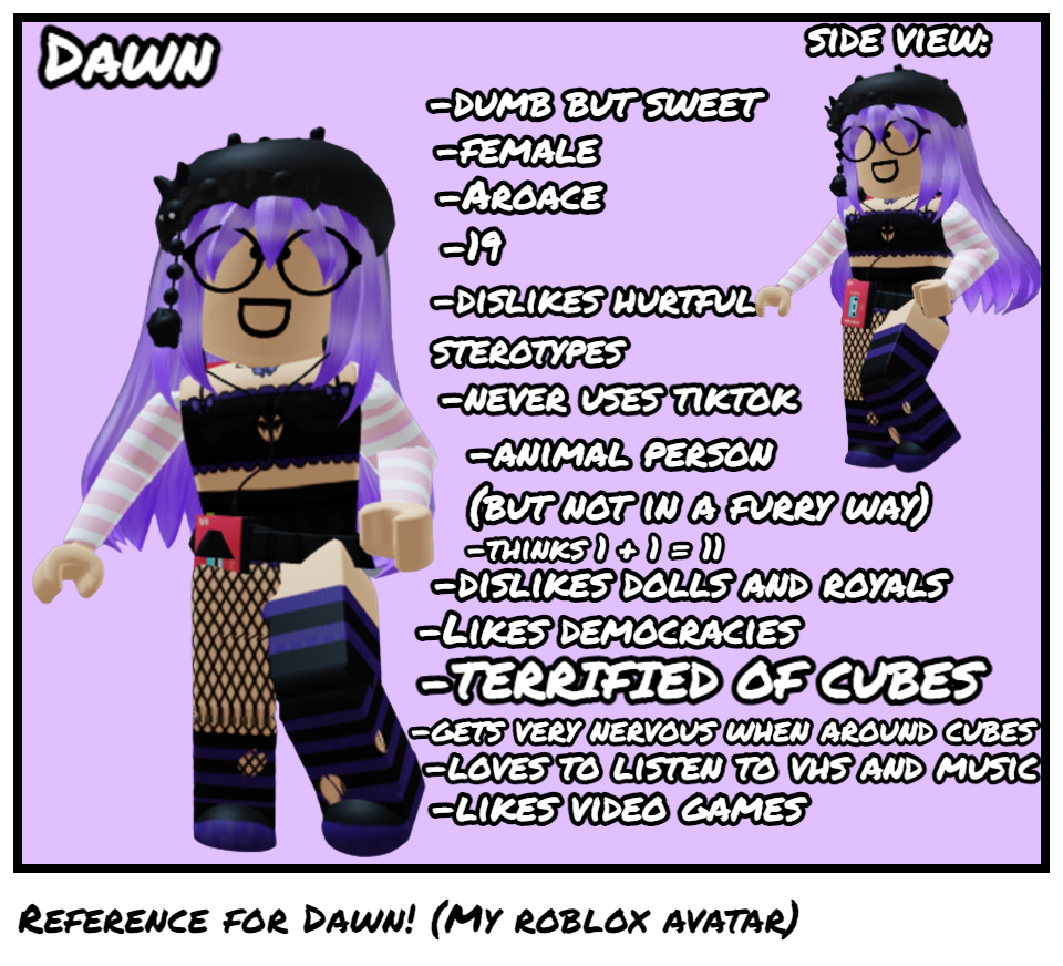Reference for Dawn! (My roblox avatar)