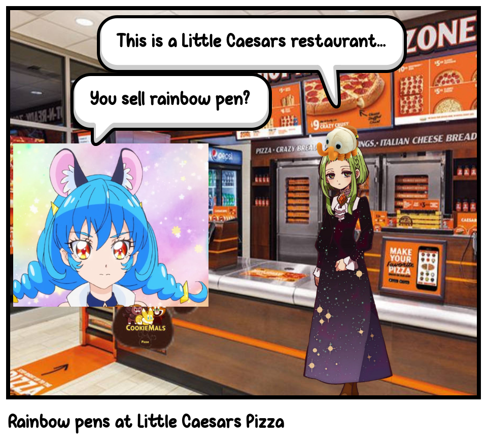 Rainbow pens at Little Caesars Pizza