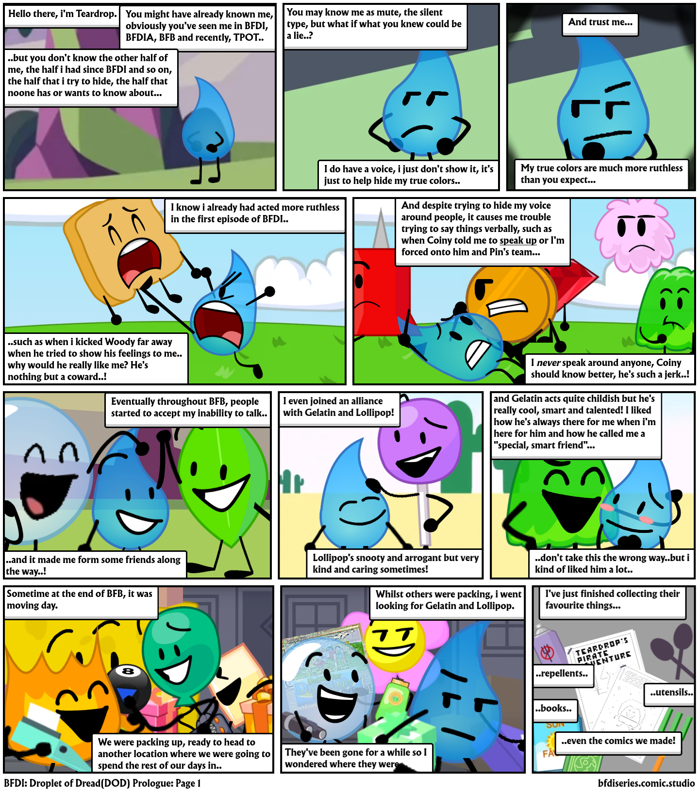 BFDI: Droplet of Dread(DOD) Prologue: Page 1