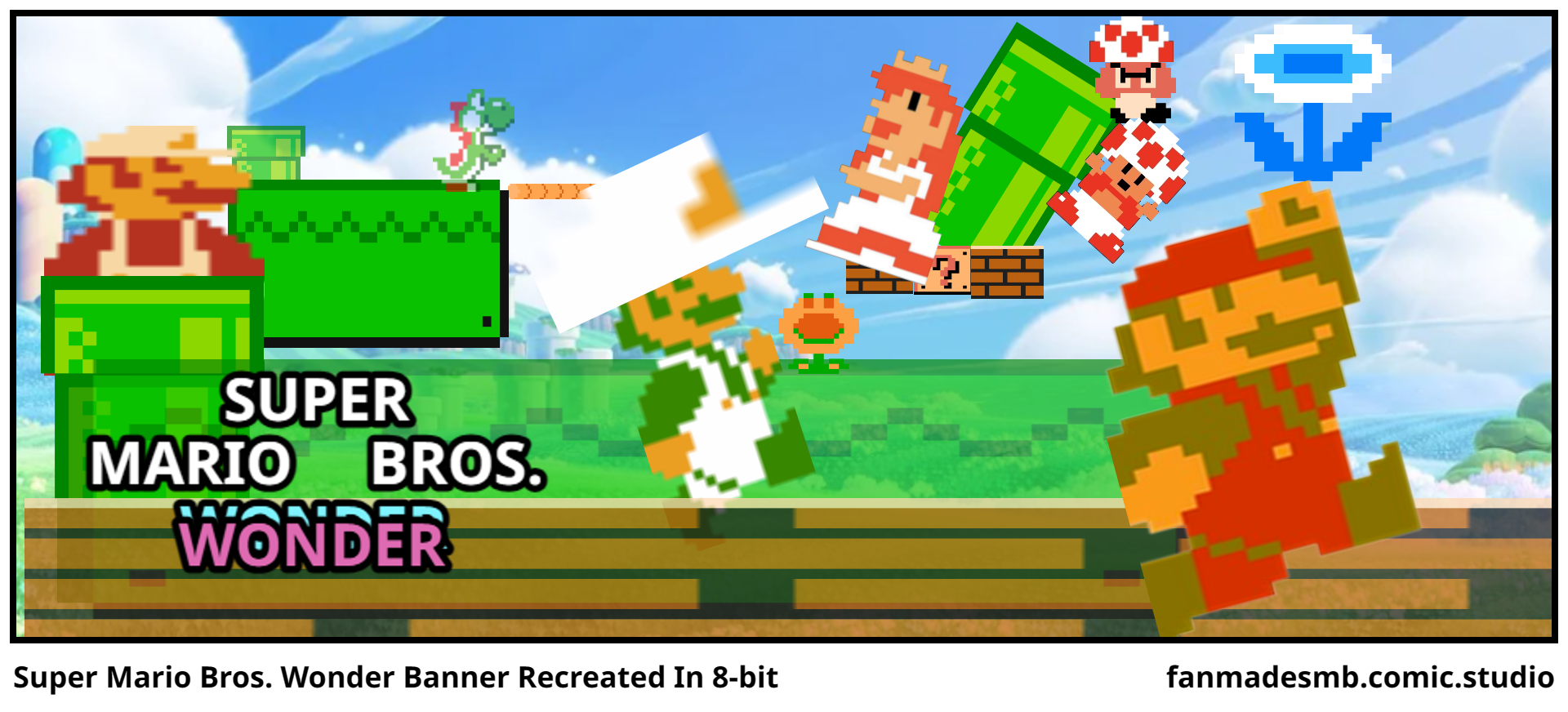 Super Mario Bros. Wonder Banner Recreated In 8-bit
