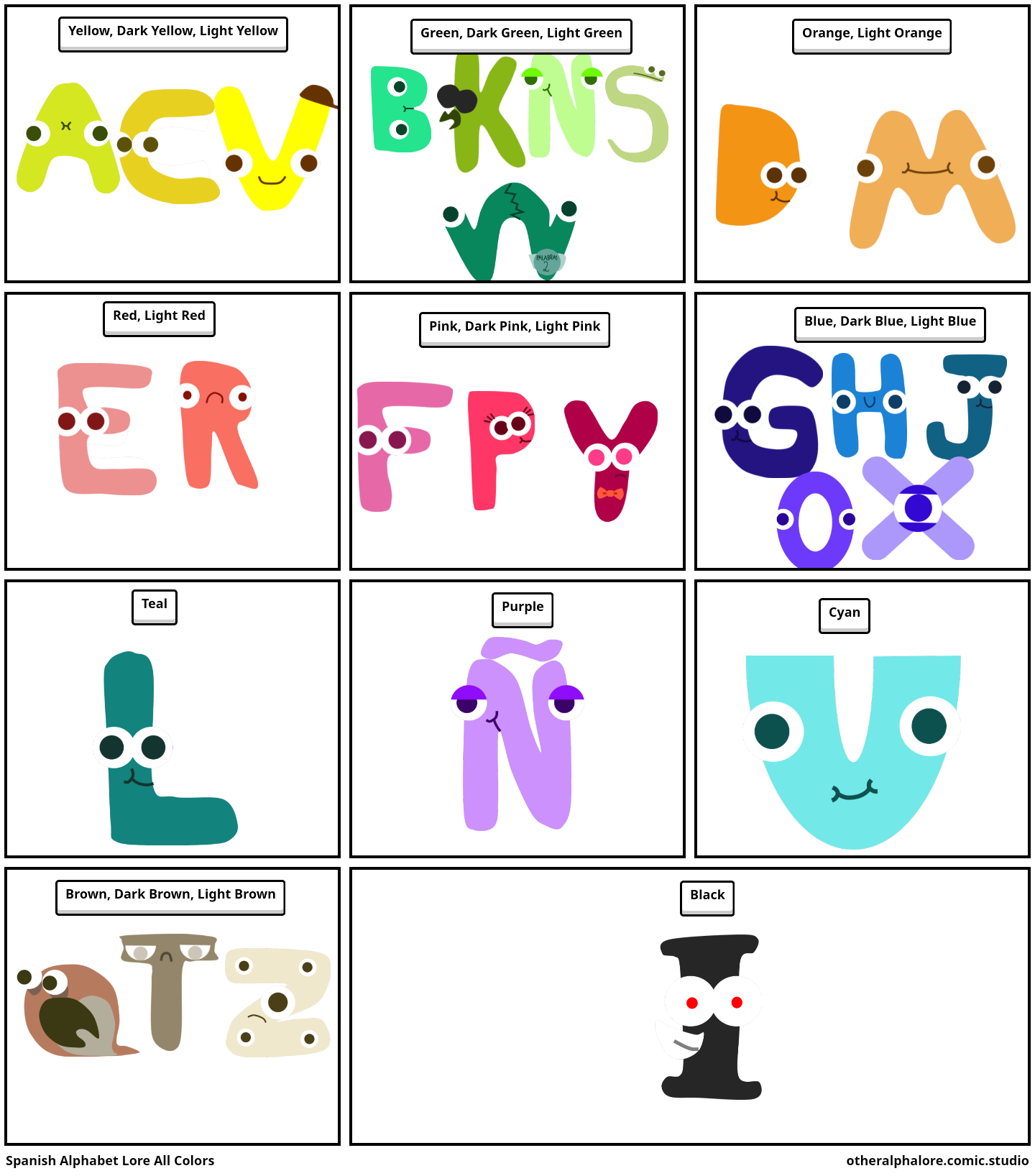 Spanish Alphabet Lore All Colors - Comic Studio