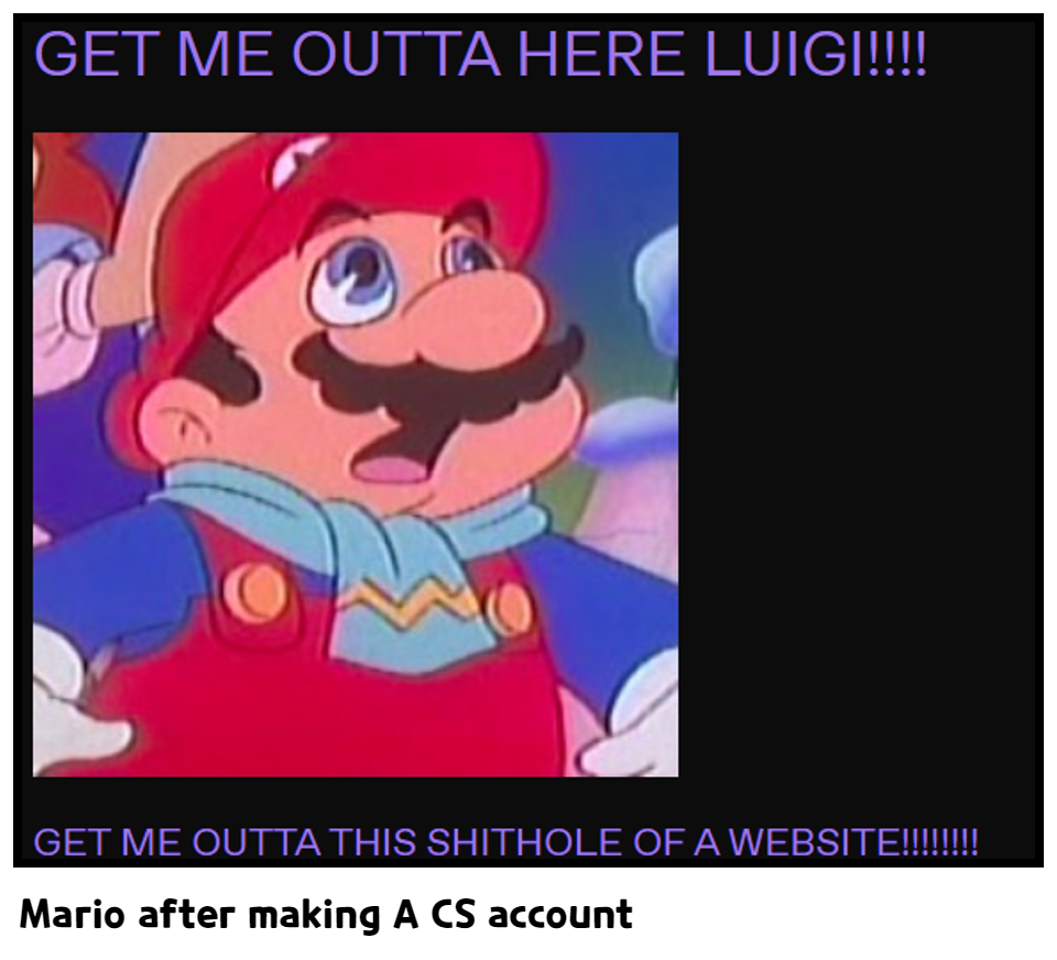 Mario after making A CS account