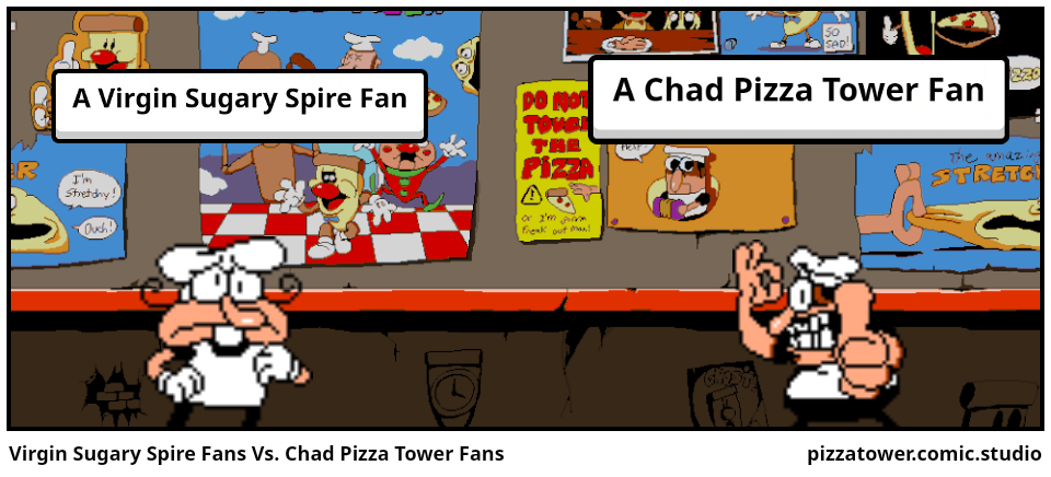 Virgin Sugary Spire Fans Vs. Chad Pizza Tower Fans