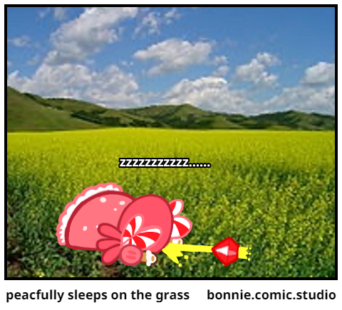 peacfully sleeps on the grass