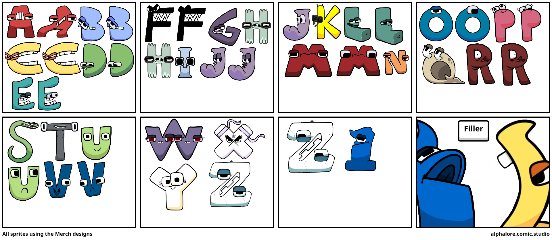 Alphabet Lore Merchandise Designs #alphabetlore #alphabetfriends